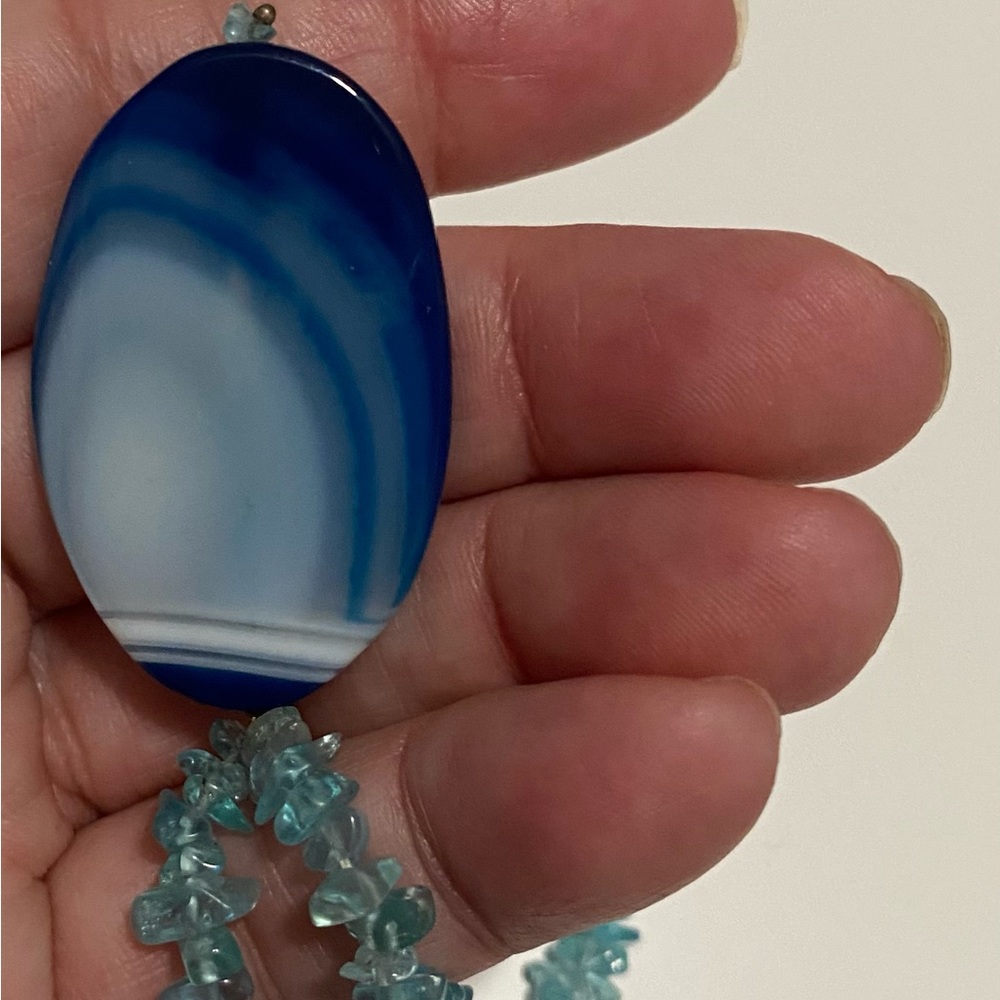 Azure Swirl Larimar + Aqua Chalcedony Pendant Necklace